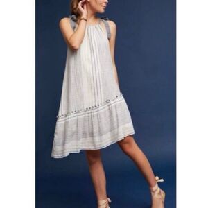Anthropologie Mave Yarn dyed miller striped Asymmetrical dress XL